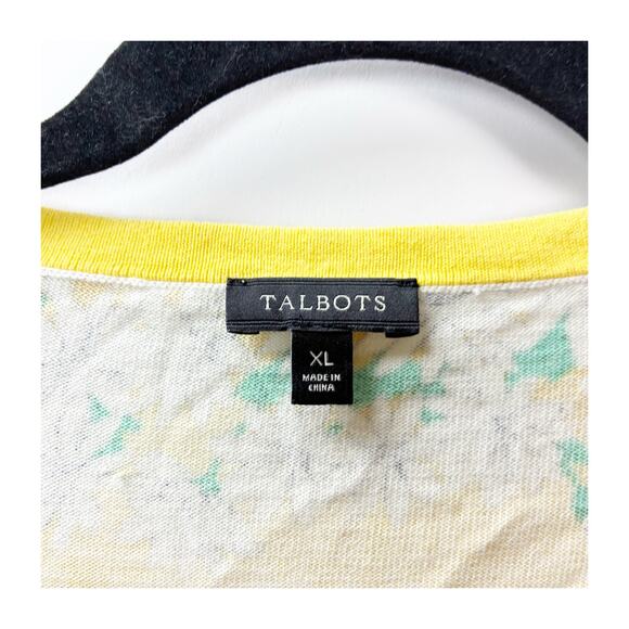 Talbots Daisy Floral Cardigan XL Women Yellow 3/4 Sleeve Button‑Front - Picture 5 of 9